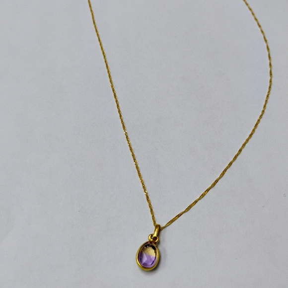 La Bolivianita (or Ametrine) With Italian 18K Yellow Gold Chain Necklace. - Picture 8 of 14
